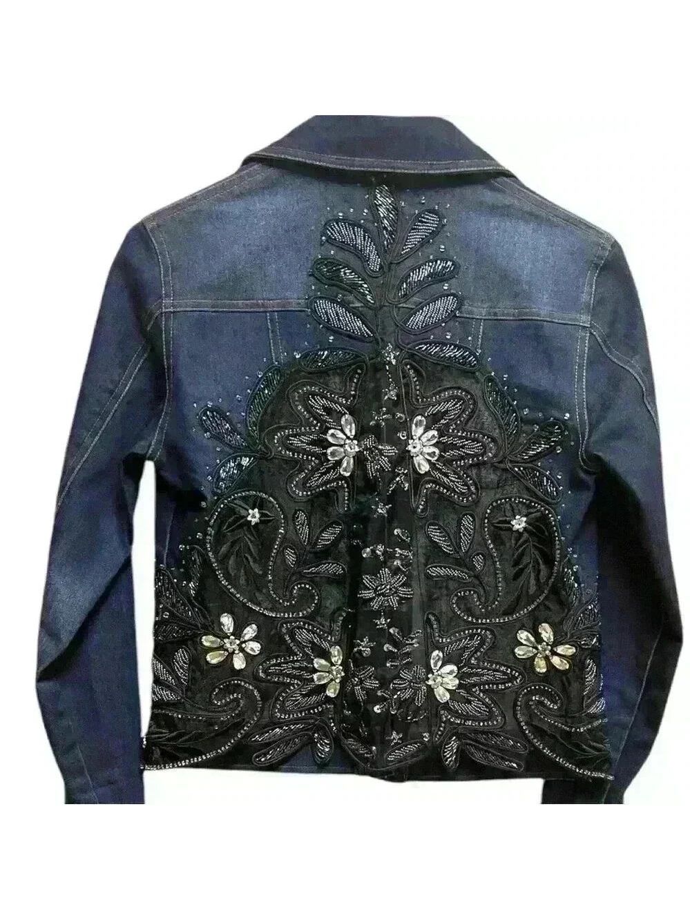 Euc/ VTG My Favorite Things by Colleen Lopez Embellished Denim Jacket Sz XS